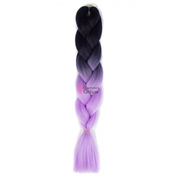 Coada de par afro impletita Premium  Ombre 2 de 60 cm Brunet-Lila B49